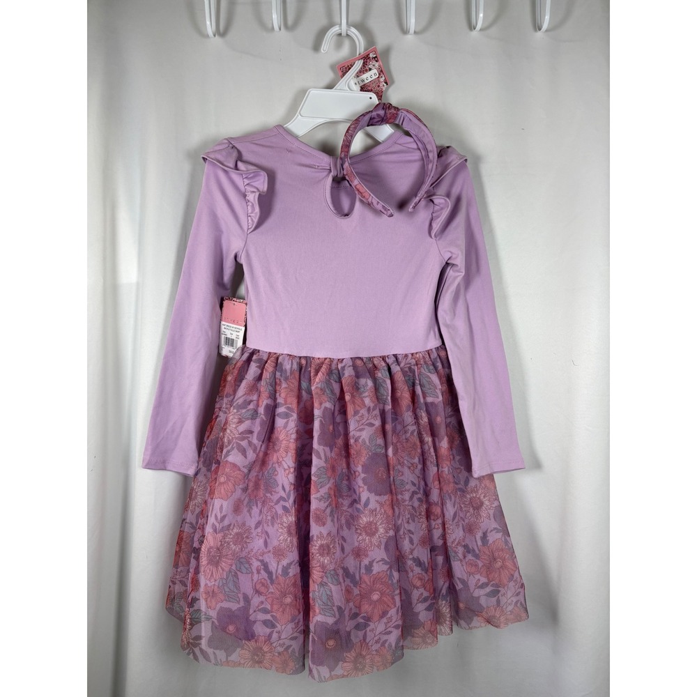 btween Girls Purple Floral Mesh Tutu Dress with Headband Size 6 NWT 4G2096BO - Picture 2 of 4
